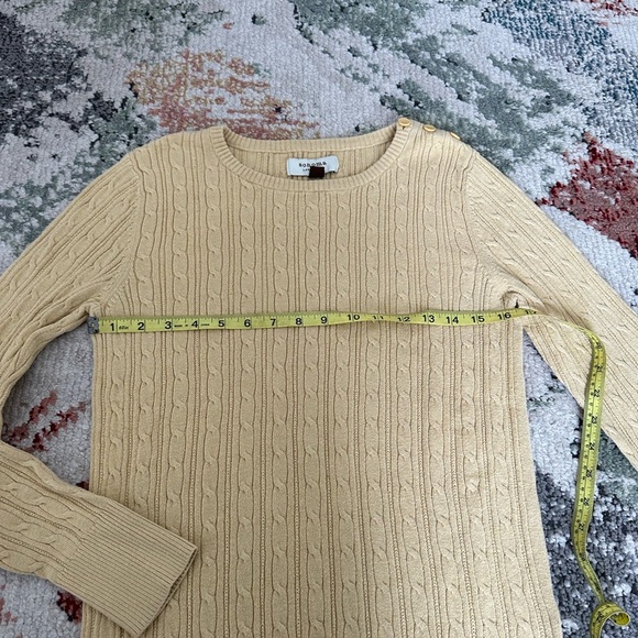 Sonoma Womens Sweater sz medium Yellow Cable Knit Long Sleeve Crew Neck Pullover - Picture 6 of 7